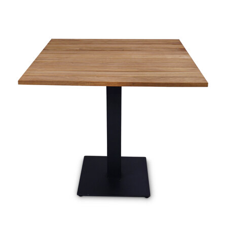 Zwart gietijzer bistro onderstel - 3-delig - voor buiten - verzinkt & gecoat metaal - 8x8 cm - hoogte: 72 cm - breedte boven (montageplaten): 30x30 cm - breedte onder (voetplaat) 40x40 cm - tuintafel horeca onderstel