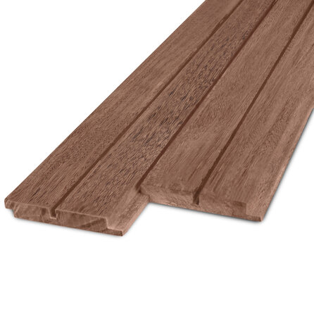 Afrormosia dubbel blokprofiel (50/50)  - 21x125 mm - geschaafd - blokprofiel - afrormosia hardhout AD 20-25%