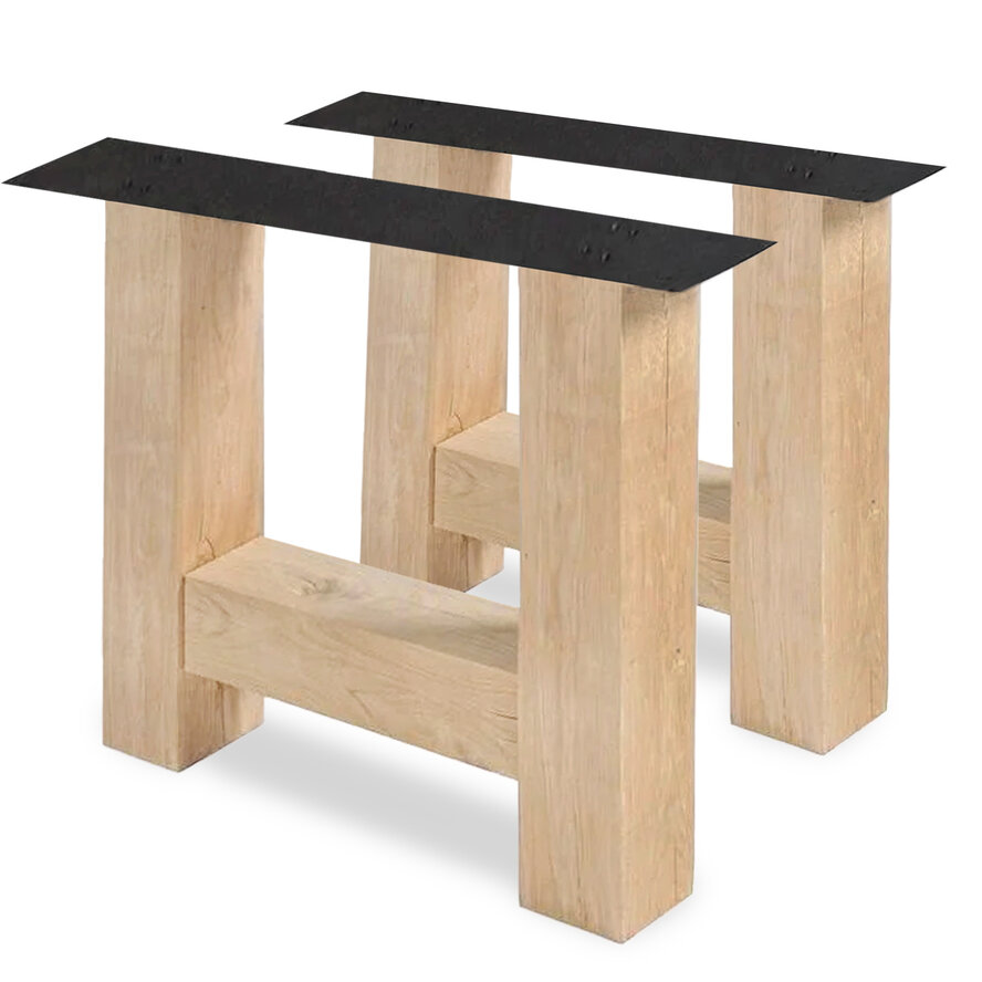 Eiken H-poot SET (2 stuks) 12x12 cm - 72 cm hoog - 88 cm breed - Rustiek licht geborsteld - H-tafelpoot 12% KD Europees eikenhout Eiken H-poot SET (2 stuks) 12x12 cm - 72 cm hoog - 88 cm breed - Rustiek licht geborsteld - H-tafelpoot 12% KD Europees eikenhout