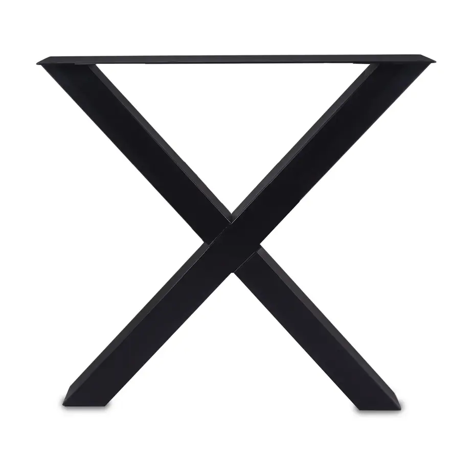 Zwarte X-poten (set) - staal / ijzer - 8x8 cm - hoogte: 72 cm - breedte (montageplaat): 78 cm - tafelpoot metaal zwart gecoat Zwarte X-poten (set) - staal / ijzer - 8x8 cm - hoogte: 72 cm - breedte (montageplaat): 78 cm - tafelpoot metaal zwart gecoat