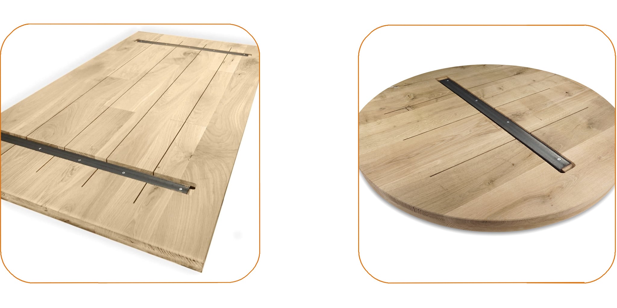Tafelblad met staalprofielen