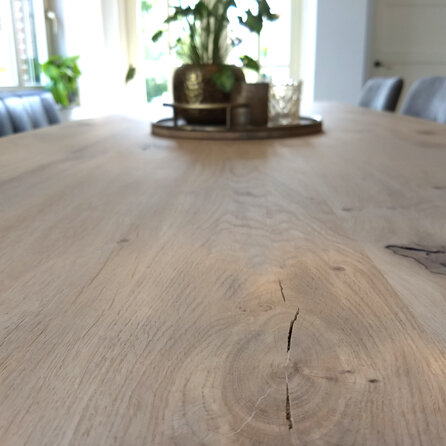 Eiken tafelblad - diverse afmetingen - XXL lamellen - rustiek eikenhout - 4 cm dik (1 laag massief) - 8-12% KD - voor binnen