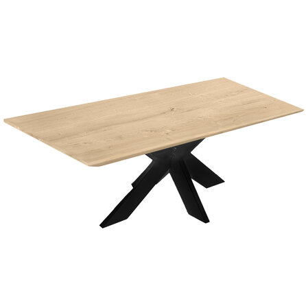 Eiken tafelblad met verjongde rand - diverse afmetingen - XXL lamellen - rustiek eikenhout - 2,5 cm dik (1 laag massief) - 8-12% KD - voor binnen