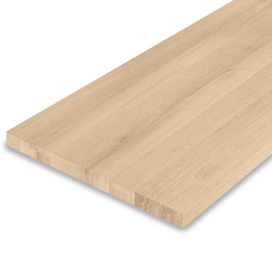 Eiken blad - op maat - 2,7 cm dik (1-laags) - brede lamellen - eiken paneel - foutvrij eikenhout - 8-12% KD - voor binnengebruik Eiken blad - op maat - 2,7 cm dik (1-laags) - brede lamellen - eiken paneel - foutvrij eikenhout - 8-12% KD - voor binnengebruik