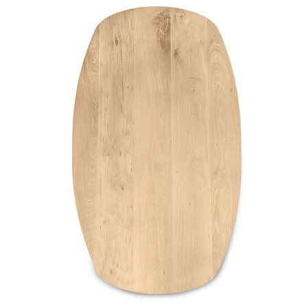 Eiken Deens ovaal tafelblad - diverse afmetingen - XXL lamellen - rustiek eikenhout - 4 cm dik (1 laag massief) - 8-12% KD - voor binnen