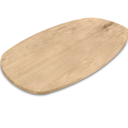 Eiken Deens ovaal tafelblad - diverse afmetingen - XXL lamellen - rustiek eikenhout - 4 cm dik (1 laag massief) - 8-12% KD - voor binnen