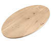 Eiken ovaal tafelblad - diverse afmetingen - XXL lamellen - rustiek eikenhout - 3 cm dik (1 laag massief) - 8-12% KD - voor binnen
