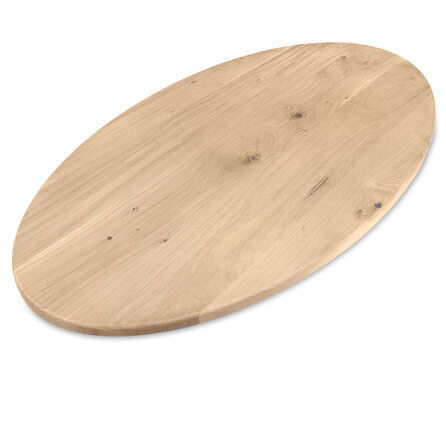 Eiken ovaal tafelblad - diverse afmetingen - XXL lamellen - rustiek eikenhout - 4 cm dik (1 laag massief) - 8-12% KD - voor binnen