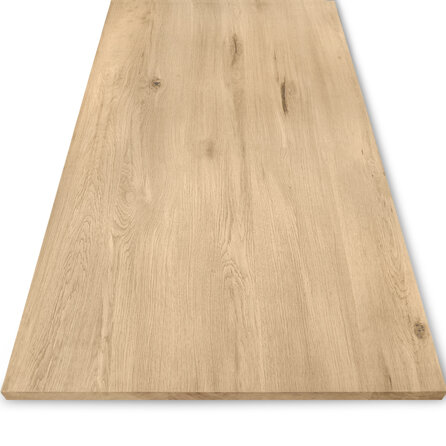 Eiken tafelblad - diverse afmetingen - XXL lamellen - rustiek eikenhout - 2,5 cm dik (1 laag massief) - 8-12% KD - voor binnen
