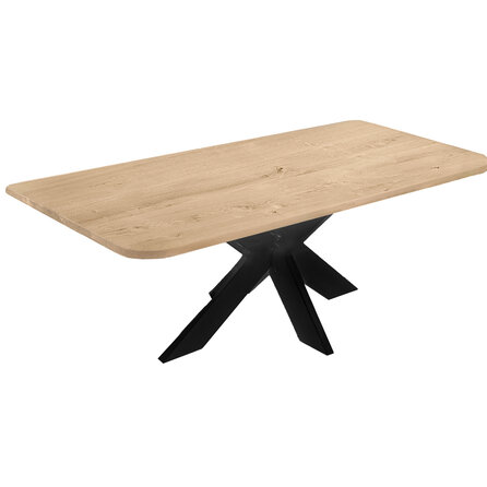 Eiken tafelblad met ronde hoeken - diverse afmetingen - XXL lamellen - rustiek eikenhout - 2,5 cm dik (1 laag massief) - 8-12% KD - voor binnen