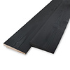 Zwart geïmpregneerd douglas Zweeds rabat - 11-27x180 mm - zichtzijde fijnbezaagd / ruw - potdeksel plank - zwart douglashout KD 18-20%