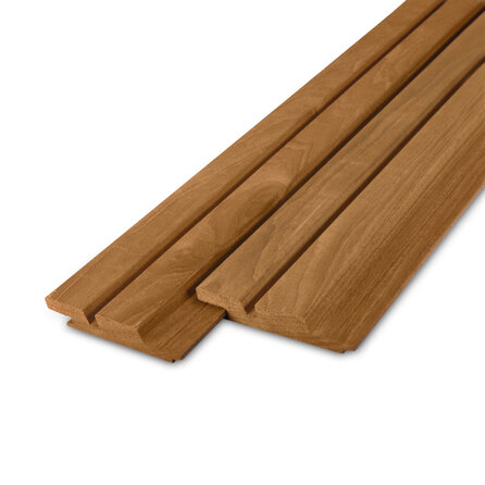 Thermo ayous dubbele rhombus - 21x102 mm - geschaafd - dubbel rhombusprofiel - thermisch gemodificeerd ayous hout KD 8-12%