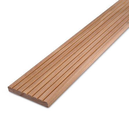 Bangkirai vlonderplank - 25x145 mm - geschaafd - gegroefde terrasplank - bankirai hardhout KD 18-20%