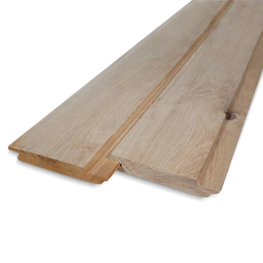 Eiken channelsiding - 21x115 mm - geschaafd - channel siding - eikenhout KD 8-12% Eiken channelsiding - 21x115 mm - geschaafd - channel siding - eikenhout KD 8-12%