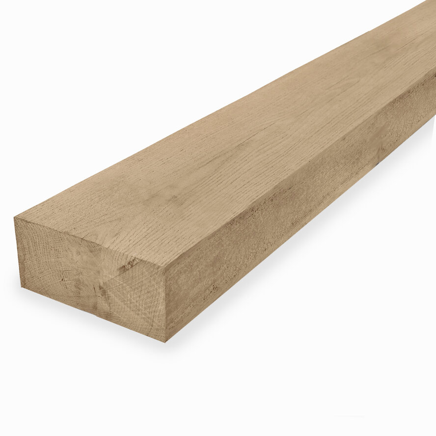 Eiken balk - 100x200 mm - fijnbezaagd / ruw - balk voor buiten - eikenhout AD 20-25% Eiken balk - 100x200 mm - fijnbezaagd / ruw - balk voor buiten - eikenhout AD 20-25%