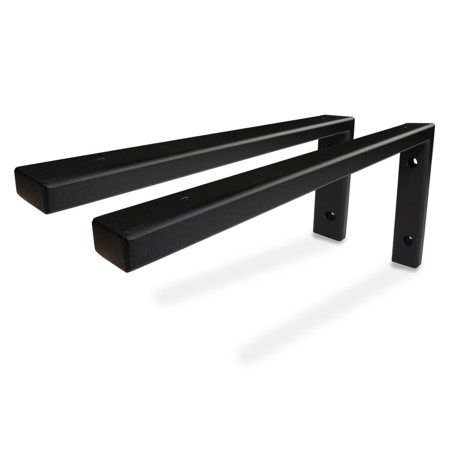 Zwarte wastafelbeugel staal L-vorm - 45x20 cm - SET (2 stuks) - Wastafelblad steun incl. zwarte poedercoating Zwarte wastafelbeugel staal L-vorm - 45x20 cm - SET (2 stuks) - Wastafelblad steun incl. zwarte poedercoating