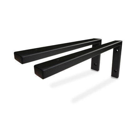 Zwarte plankdrager staal L-vorm - 20x10 cm - SET (2 stuks) - incl. zwarte poedercoating