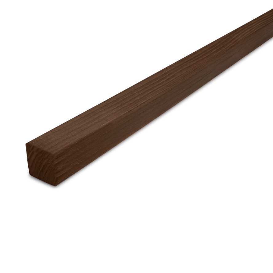 Thermo essen hoeklat - 40x40 mm - geschaafd - afwerklat - thermisch gemodificeerd essen hout KD 8-12% Thermo essen hoeklat - 40x40 mm - geschaafd - afwerklat - thermisch gemodificeerd essen hout KD 8-12%