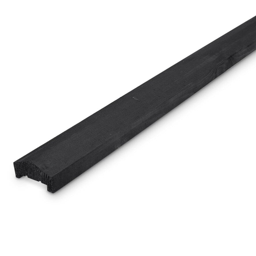 Zwart geïmpregneerd grenen U profiel - 36x85 mm - geschaafd - afdeklat - zwart grenenhout KD 18-20% Zwart geïmpregneerd grenen U profiel - 36x85 mm - geschaafd - afdeklat - zwart grenenhout KD 18-20%
