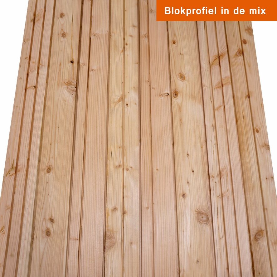 Douglas dubbel blokprofiel (50/50) - 21x125 mm - geschaafd - blokprofiel - douglashout KD 18-20% Douglas dubbel blokprofiel (50/50) - 21x125 mm - geschaafd - blokprofiel - douglashout KD 18-20%