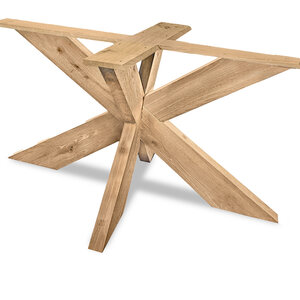 Eiken onderstel Matrix (3D) - 16x6 cm - 180x90 cm - 72 cm hoog - Rustiek eikenhout - OPGEBORSTELD