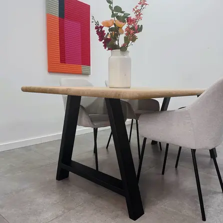Zwarte A-poten (set) - staal / ijzer - 4x10 cm - hoogte: 72 cm - breedte (montageplaat): 78 cm - tafelpoot metaal zwart gecoat