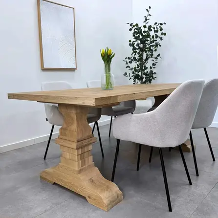 Eiken tafelpoot klassiek SET (2 stuks) - 72 cm hoog - 78 cm breed - Rustiek licht geborsteld - A-tafelpoot 12% KD Europees eikenhout