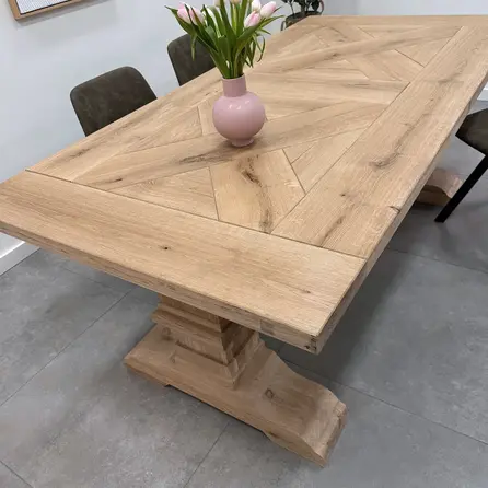 Eiken tafelpoot klassiek SET (2 stuks) - 72 cm hoog - 78 cm breed - Rustiek licht geborsteld - A-tafelpoot 12% KD Europees eikenhout