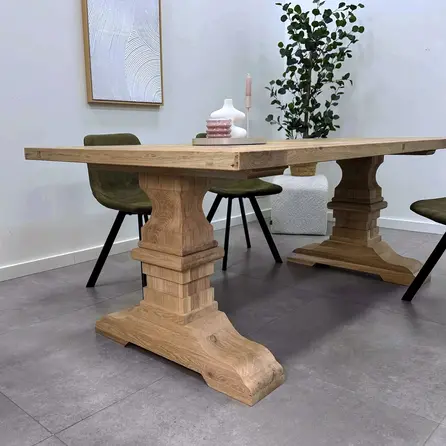 Eiken tafelpoot klassiek SET (2 stuks) - 72 cm hoog - 78 cm breed - Rustiek licht geborsteld - A-tafelpoot 12% KD Europees eikenhout