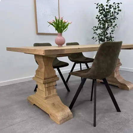 Eiken tafelpoot klassiek SET (2 stuks) - 72 cm hoog - 78 cm breed - Rustiek licht geborsteld - A-tafelpoot 12% KD Europees eikenhout