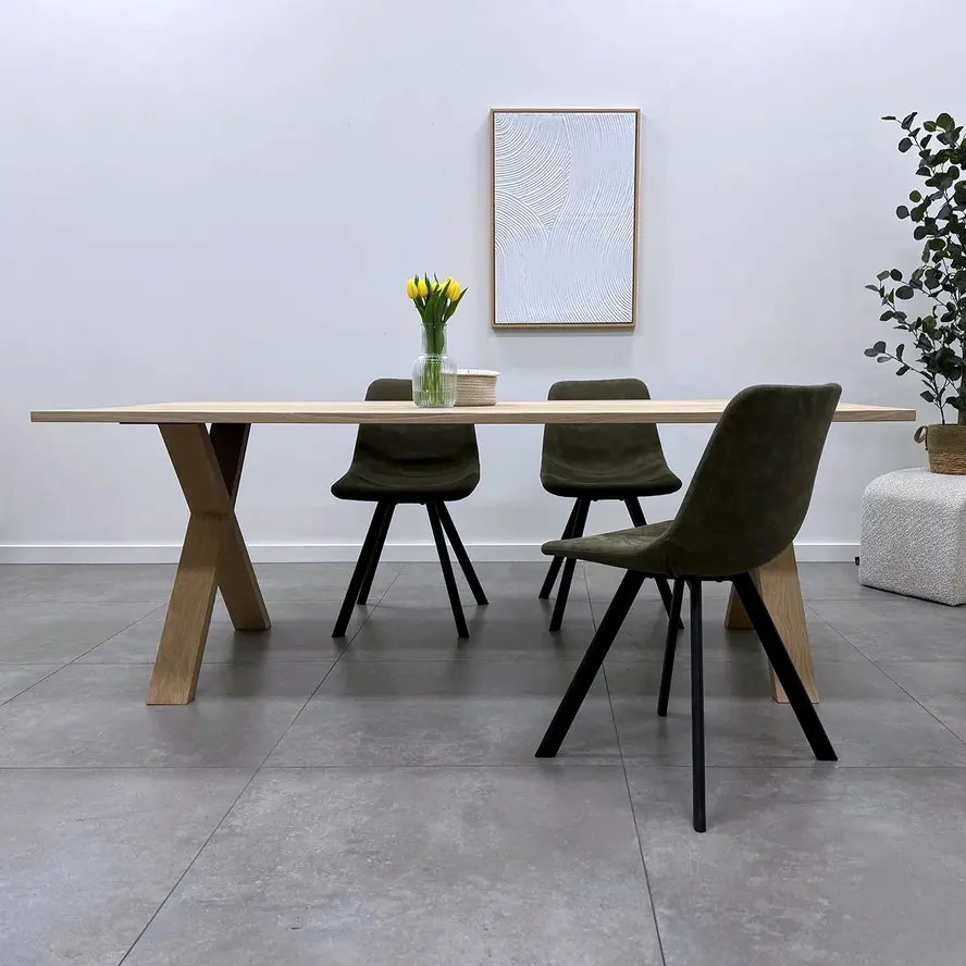 Eiken kruispoot SET (2 stuks) 10x4 cm - 72 cm hoog - 77 cm breed onderzijde - 78 cm breed bovenzijde - X-tafelpoot 12% KD Europees eikenhout Eiken kruispoot SET (2 stuks) 10x4 cm - 72 cm hoog - 77 cm breed onderzijde - 78 cm breed bovenzijde - X-tafelpoot 12% KD Europees eikenhout