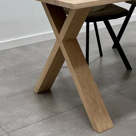 Eiken kruispoot SET (2 stuks) 10x4 cm - 72 cm hoog - 77 cm breed onderzijde - 78 cm breed bovenzijde - X-tafelpoot 12% KD Europees eikenhout