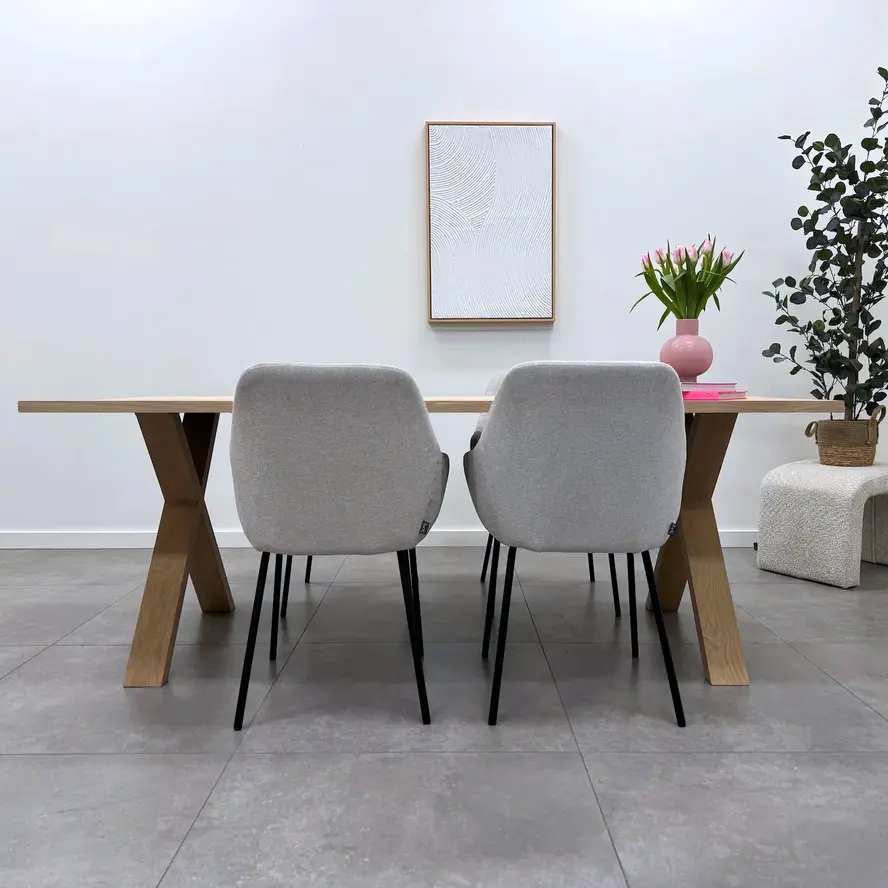 Eiken kruispoot SET (2 stuks) 10x4 cm - 72 cm hoog - 77 cm breed onderzijde - 78 cm breed bovenzijde - X-tafelpoot 12% KD Europees eikenhout Eiken kruispoot SET (2 stuks) 10x4 cm - 72 cm hoog - 77 cm breed onderzijde - 78 cm breed bovenzijde - X-tafelpoot 12% KD Europees eikenhout