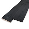 Zwart gebeitst douglas Zweeds rabat - 14-26x174 mm - zichtzijde fijnbezaagd / ruw - potdeksel plank - zwart douglashout KD 18-20%