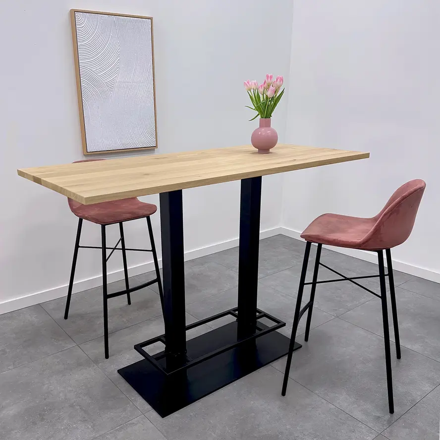 Gietijzeren bartafel onderstel DUO vierkant zwart - op voet - met voetrand - 8x8 cm - 108 cm hoog - 45x98 cm (voet)plaatafmeting - Zwart gecoat (fijnstructuur) Gietijzeren bartafel onderstel DUO vierkant zwart - op voet - met voetrand - 8x8 cm - 108 cm hoog - 45x98 cm (voet)plaatafmeting - Zwart gecoat (fijnstructuur)