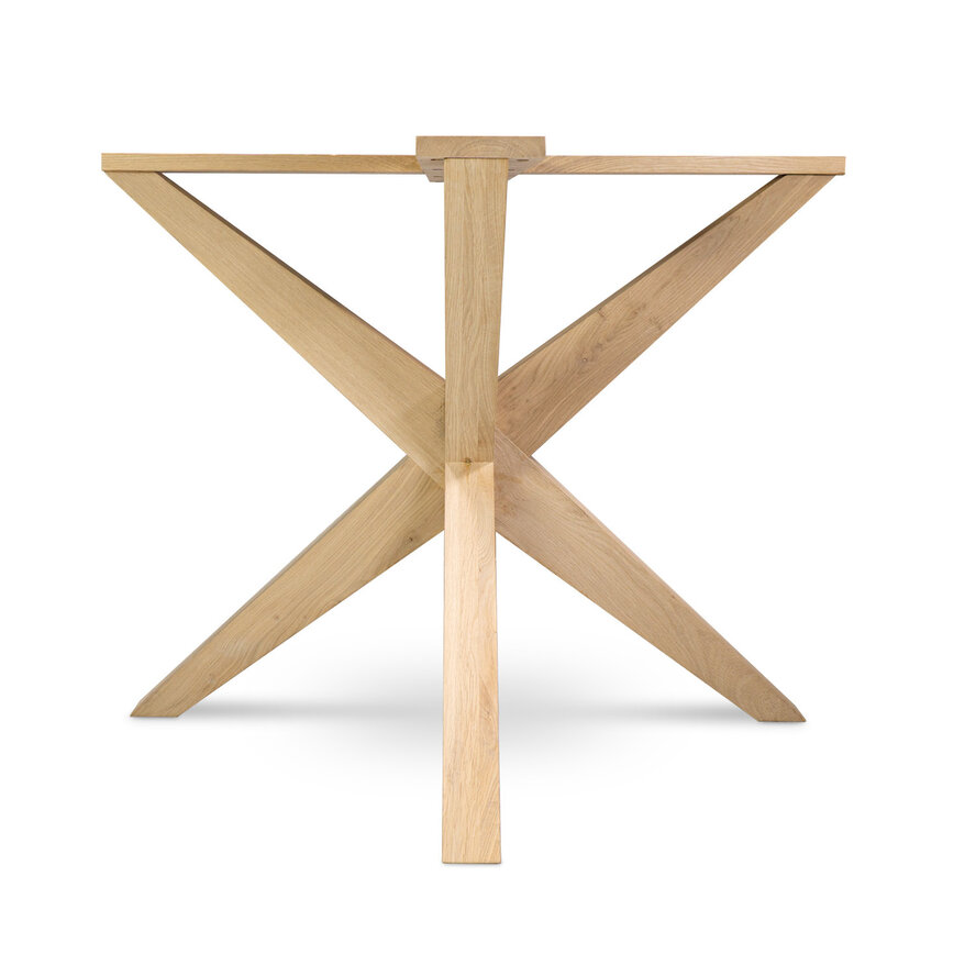 Eiken dubbele kruispoot - schuine poten - 72 cm hoog - 90x90 cm - Rustiek eiken - 3D kruis / X-poot - 12% KD Europees eikenhout Eiken dubbele kruispoot - schuine poten - 72 cm hoog - 90x90 cm - Rustiek eiken - 3D kruis / X-poot - 12% KD Europees eikenhout