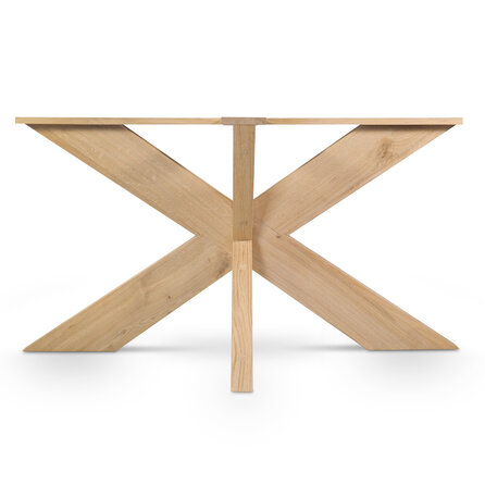 Eiken matrix 3D tafelpoot 16x6 cm - 72 cm hoog - 140x90 cm - Rustiek licht geborsteld - Spin 3D kruis / X-poot - 12% KD Europees eikenhout