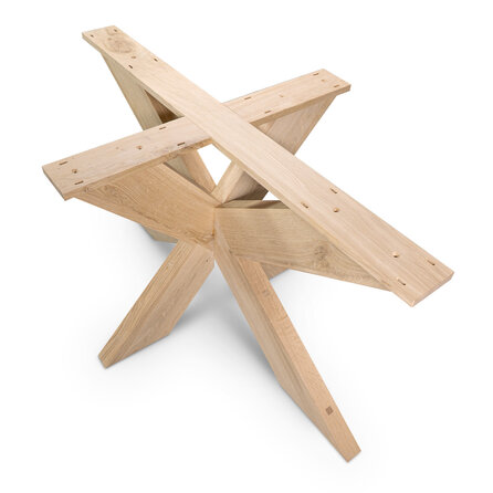 Eiken matrix 3D tafelpoot 16x6 cm - 72 cm hoog - 140x90 cm - Rustiek licht geborsteld - Spin 3D kruis / X-poot - 12% KD Europees eikenhout