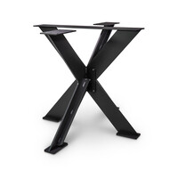 Dubbel X tafel onderstel zwart - metaal - 1 cm massief - 78x90 cm - h: 72 cm