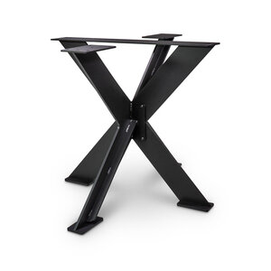 Dubbel X tafel onderstel zwart - metaal - 1 cm massief - 78x90 cm - h: 72 cm