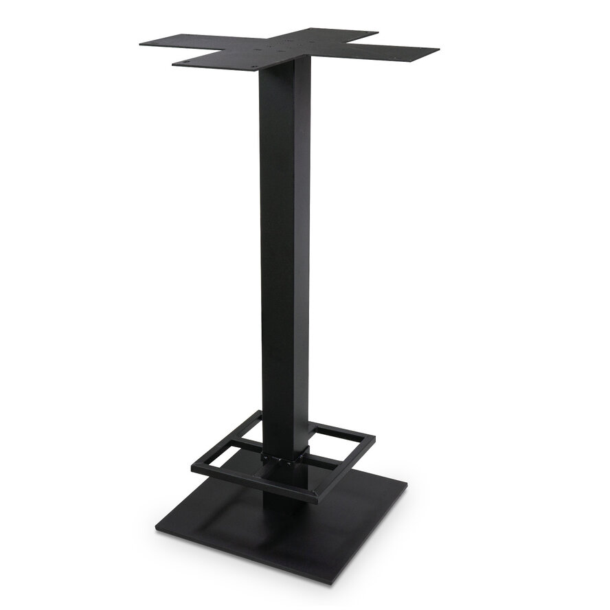 Gietijzeren bartafel onderstel vierkant zwart - op voet - met voetrand - 8x8 cm - 108 cm hoog - 45x45 cm (voet)plaatafmeting - Zwart gecoat (fijnstructuur) Gietijzeren bartafel onderstel vierkant zwart - op voet - met voetrand - 8x8 cm - 108 cm hoog - 45x45 cm (voet)plaatafmeting - Zwart gecoat (fijnstructuur)