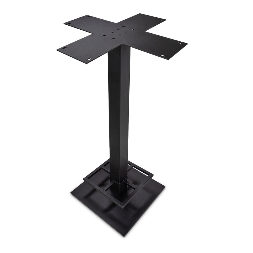 Gietijzeren bartafel onderstel vierkant zwart - op voet - met voetrand - 8x8 cm - 108 cm hoog - 45x45 cm (voet)plaatafmeting - Zwart gecoat (fijnstructuur) Gietijzeren bartafel onderstel vierkant zwart - op voet - met voetrand - 8x8 cm - 108 cm hoog - 45x45 cm (voet)plaatafmeting - Zwart gecoat (fijnstructuur)