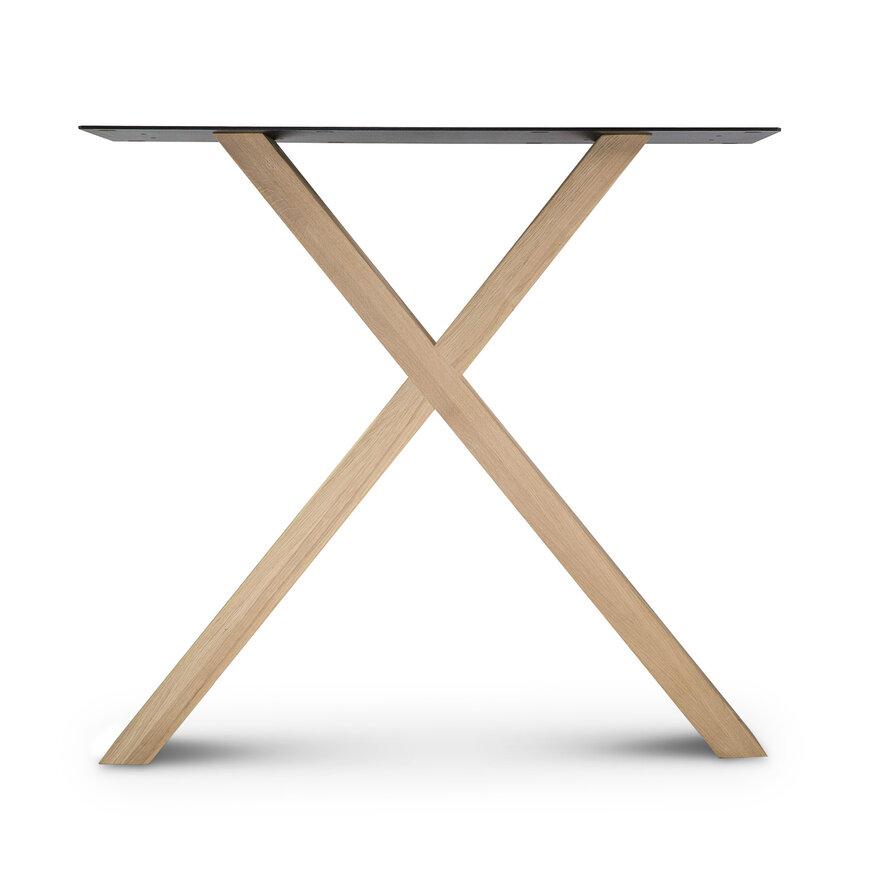 Eiken kruispoot SET (2 stuks) 10x4 cm - 72 cm hoog - 77 cm breed onderzijde - 78 cm breed bovenzijde - X-tafelpoot 12% KD Europees eikenhout Eiken kruispoot SET (2 stuks) 10x4 cm - 72 cm hoog - 77 cm breed onderzijde - 78 cm breed bovenzijde - X-tafelpoot 12% KD Europees eikenhout
