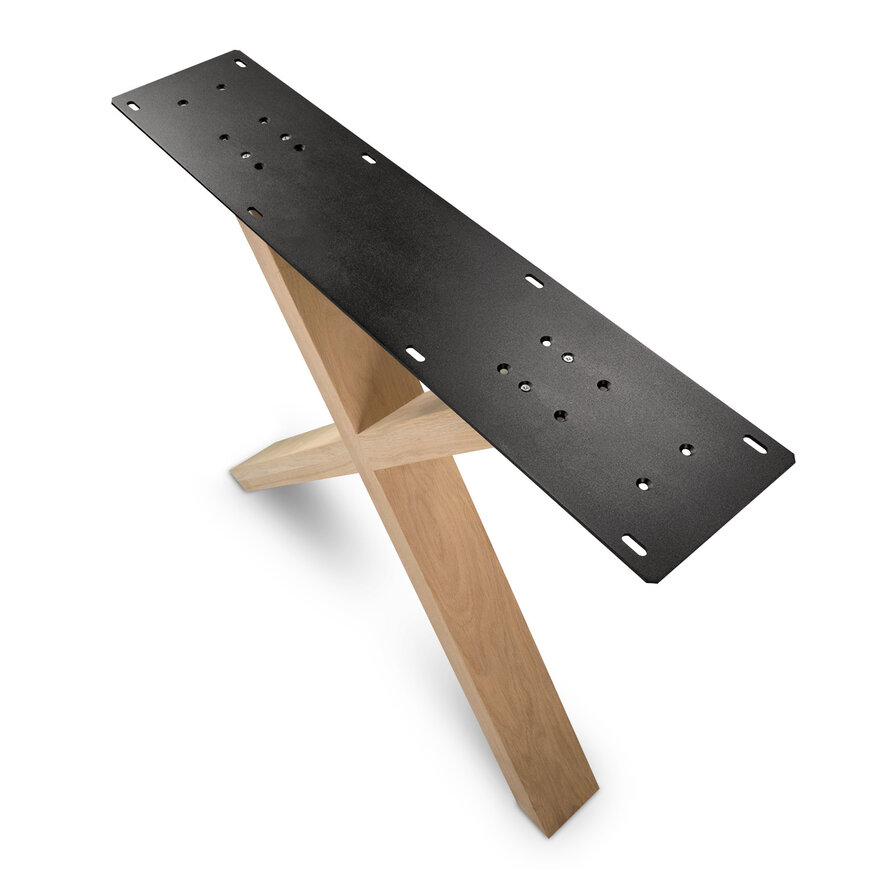 Eiken kruispoot SET (2 stuks) 10x4 cm - 72 cm hoog - 77 cm breed onderzijde - 78 cm breed bovenzijde - X-tafelpoot 12% KD Europees eikenhout Eiken kruispoot SET (2 stuks) 10x4 cm - 72 cm hoog - 77 cm breed onderzijde - 78 cm breed bovenzijde - X-tafelpoot 12% KD Europees eikenhout