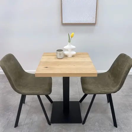 Zwart gietijzer bistro onderstel - 3-delig - voor buiten - verzinkt & gecoat metaal - 8x8 cm - hoogte: 72 cm - breedte boven (montageplaten): 30x30 cm - breedte onder (voetplaat) 40x40 cm - tuintafel horeca onderstel