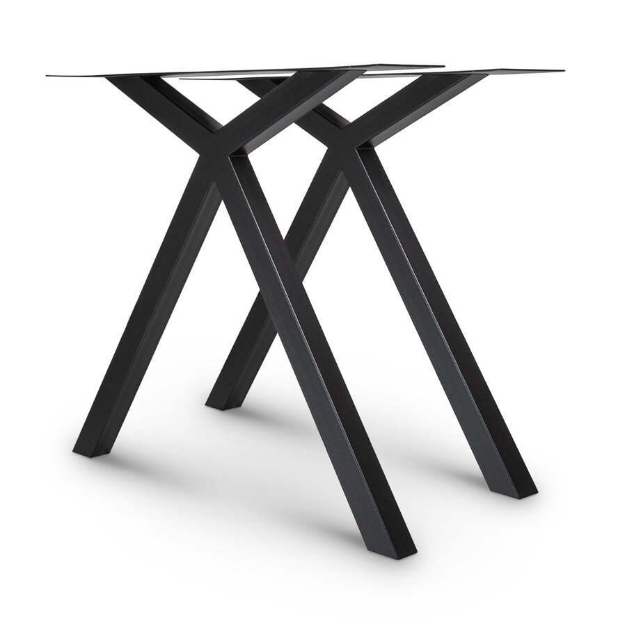 Zwarte X-speciaal poten (set) - staal / ijzer - 5x5 cm - hoogte: 72 cm - breedte (montageplaat): 78 cm - tafelpoot metaal zwart gecoat Zwarte X-speciaal poten (set) - staal / ijzer - 5x5 cm - hoogte: 72 cm - breedte (montageplaat): 78 cm - tafelpoot metaal zwart gecoat