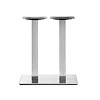 Gietijzeren (horeca)tafel onderstel DUO vierkant RVS look - op voet - 8x8 cm - 72 cm hoog - 40x70 cm (voet)plaatafmeting - RVS look (glad) gecoat