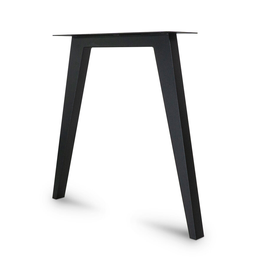 Zwarte N-poten (set) - staal / ijzer - schuine koker - hoogte: 72 cm - breedte (montageplaat): 78 cm - breedte (onderzijde): 74 cm - tafelpoot metaal zwart gecoat Zwarte N-poten (set) - staal / ijzer - schuine koker - hoogte: 72 cm - breedte (montageplaat): 78 cm - breedte (onderzijde): 74 cm - tafelpoot metaal zwart gecoat