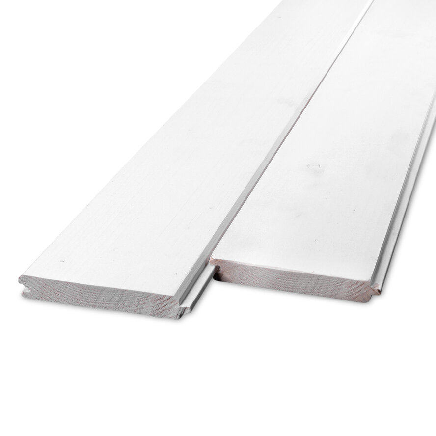 Gegrond vuren mes en groef plank - 22x180 mm - geschaafd - veer en groef rabat - wit gegrond vurenhout KD 18-20% Gegrond vuren mes en groef plank - 22x180 mm - geschaafd - veer en groef rabat - wit gegrond vurenhout KD 18-20%