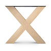 Eiken kruispoot SET (2 stuks) 12x12 cm - 72 cm hoog - 78 cm breed - Rustiek licht geborsteld - X-tafelpoot 12% KD Europees eikenhout